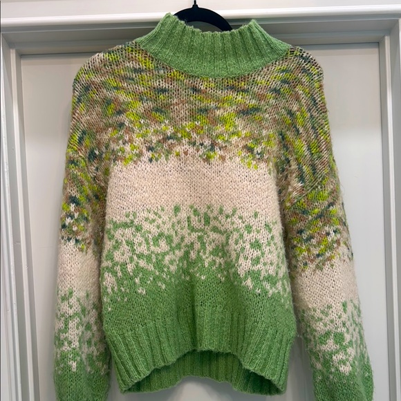 Aerie Green and Cream Cowl Neck Sweater - Picture 1 of 2